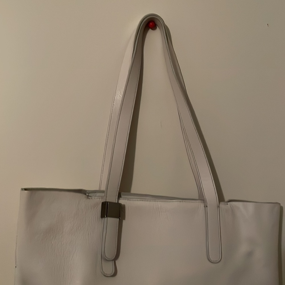 Everlane Italian Leather White / Cream Petra Tote Bag Purse with Metal Accents - Picture 7 of 16